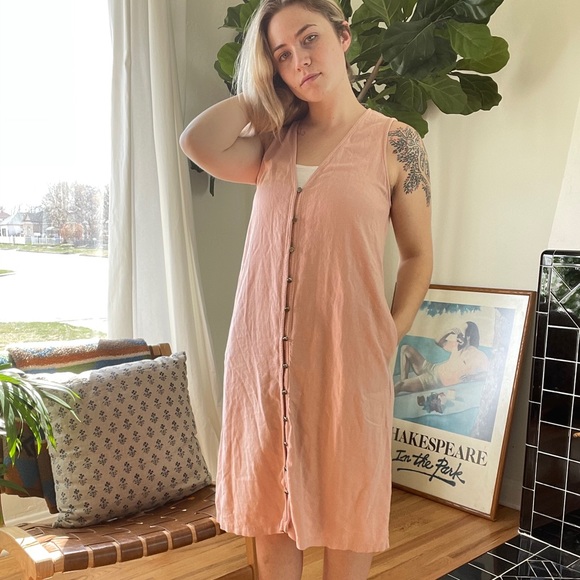 Blush Pink Button Down Dress - Picture 3 of 9